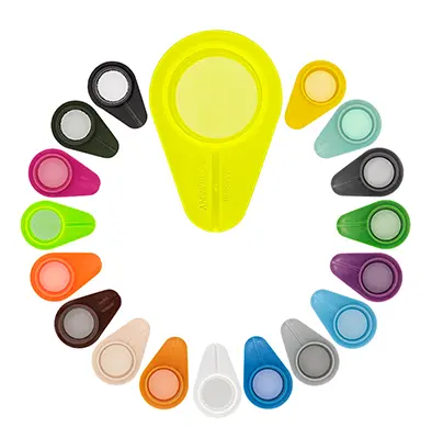 pluriStrainer cell strainers with 100 µm PET mesh, filter with yellow PE housing, other pluriStrainers available with 17 different mesh sizes