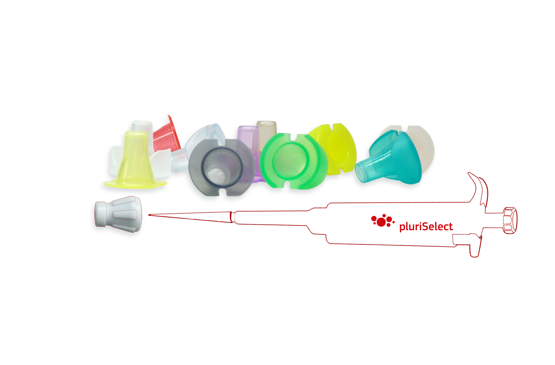 Adapter zur Verbindung von Pipettenspitzen mit unseren pluriStrainer Mini Zellsieben