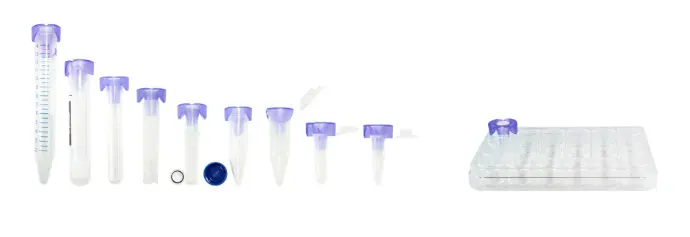 pluriStrainer Mini 30 µm Zellsieb passt auf eine Vielzahl verschiedenster Reaktionsgefäße, wie 15 ml Zentrifugen- oder 5 ml FACS Röhrchen, 2 oder 1,5 ml Reaktionsgefäße sowie Mikrotiterplatten.
