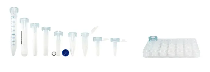 pluriStrainer Mini 40 µm Zellsieb passt auf eine Vielzahl verschiedenster Reaktionsgefäße, wie 15 ml Zentrifugen- oder 5 ml FACS Röhrchen, 2 oder 1,5 ml Reaktionsgefäße sowie Mikrotiterplatten.