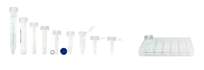 pluriStrainer Mini 70 µm passt auf verschiedene Reaktionsgefäßen und Röhrchen. pluriStrainer Mini 70 µm Zellsieb passt auf eine Vielzahl verschiedenster Reaktionsgefäße, wie 15 ml Zentrifugen- oder 5 ml FACS Röhrchen, 2 oder 1,5 ml Reaktionsgefäße sowie Mikrotiterplatten.