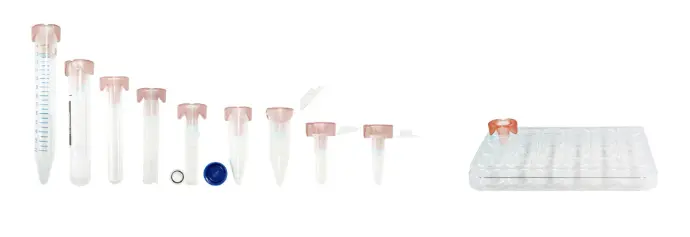 pluriStrainer Mini 200 µm fits various reaction vessels and tubes. pluriStrainer Mini 200 µm cell strainer fits a wide range of reaction vessels, such as 15 ml centrifuge tubes or 5 ml FACS tubes, 2 or 1.5 ml reaction tubes and microtiter plates.