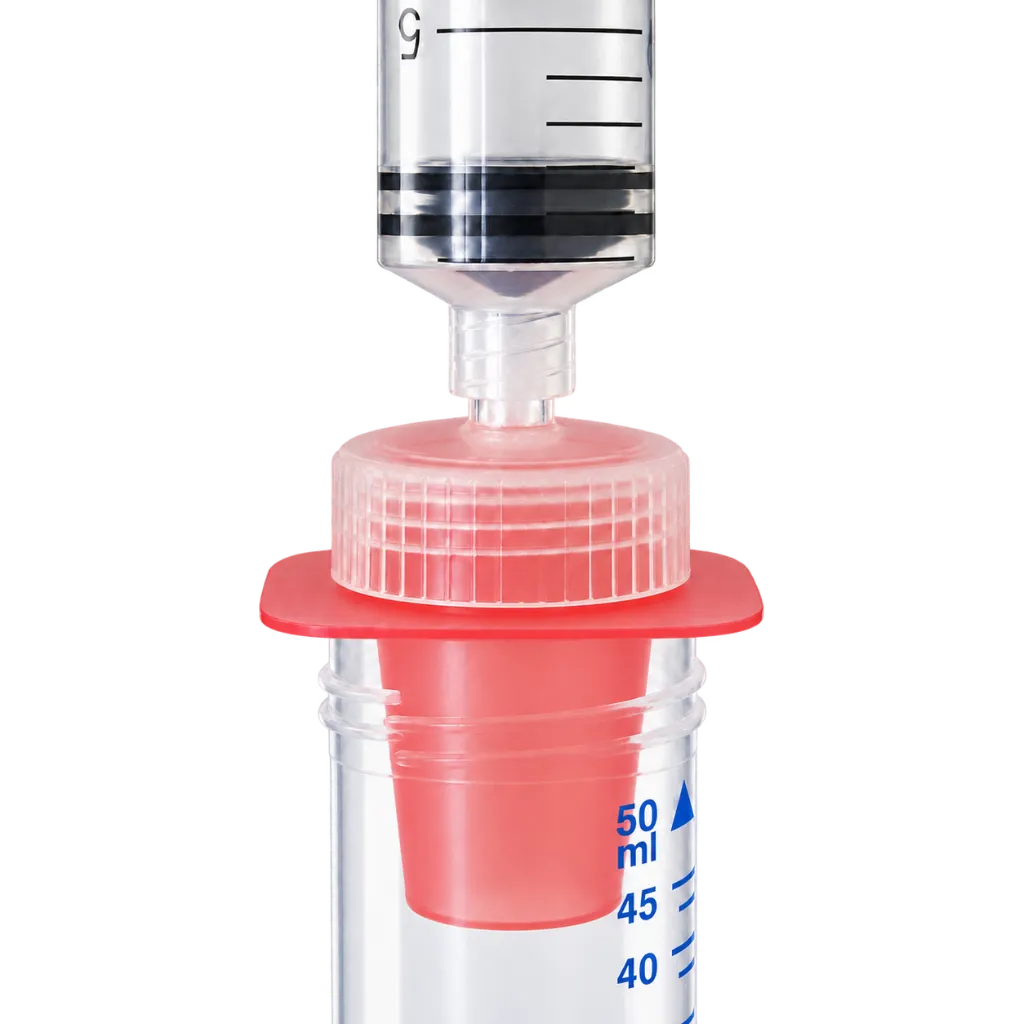 Syringe Strainer 1 µm mit Syringe und Zentrifugenröhrchen.webp
